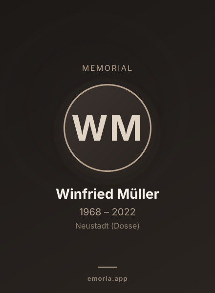 Memorial portrait of Winfried Müller