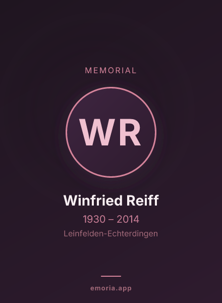 Memorial portrait of Winfried Reiff