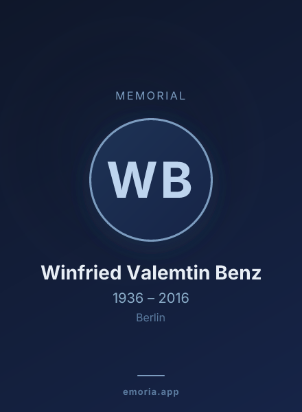 Memorial portrait of Winfried Valemtin Benz