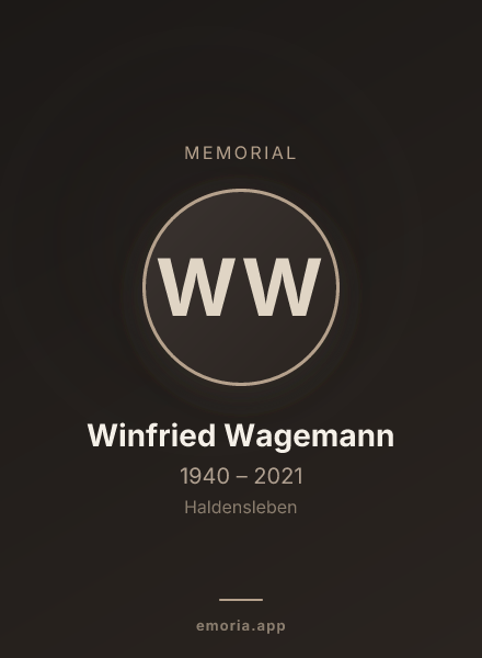 Memorial portrait of Winfried Wagemann