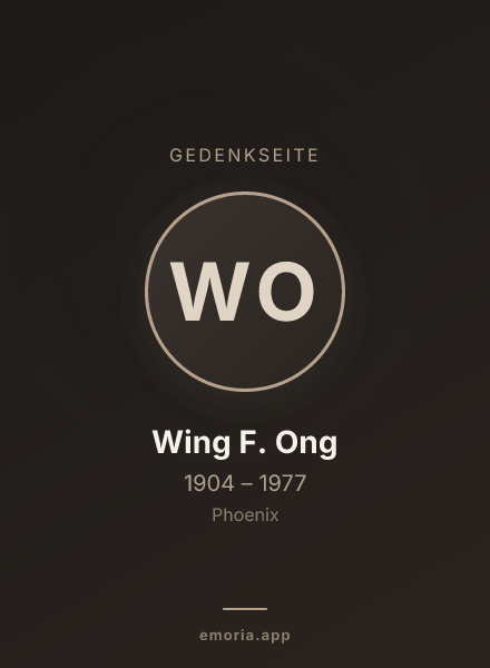 Gedenkportrait von Wing F. Ong