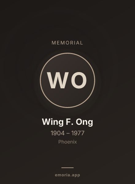 Memorial portrait of Wing F. Ong