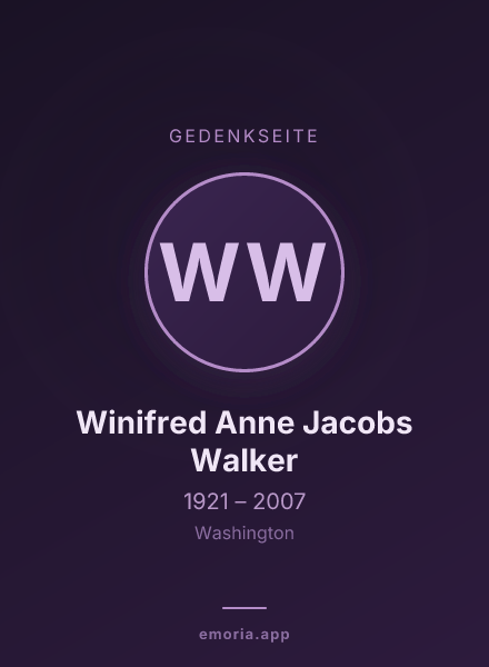 Gedenkportrait von Winifred Anne Jacobs Walker