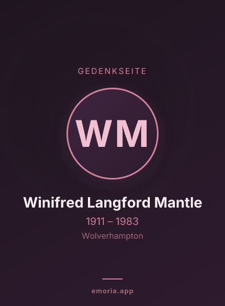 Gedenkportrait von Winifred Langford Mantle