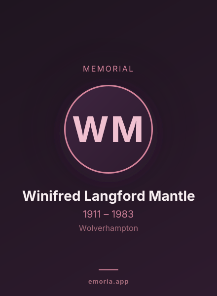Memorial portrait of Winifred Langford Mantle