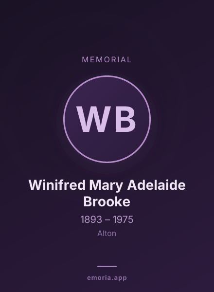 Memorial portrait of Winifred Mary Adelaide Brooke