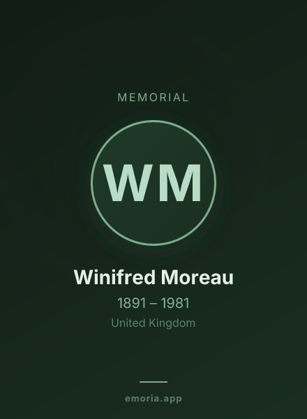 Memorial portrait of Winifred Moreau