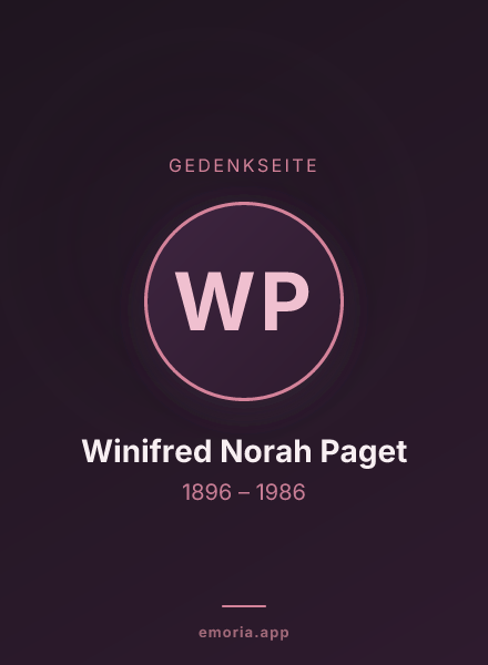 Gedenkportrait von Winifred Norah Paget