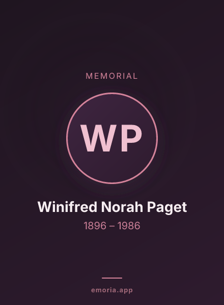 Memorial portrait of Winifred Norah Paget