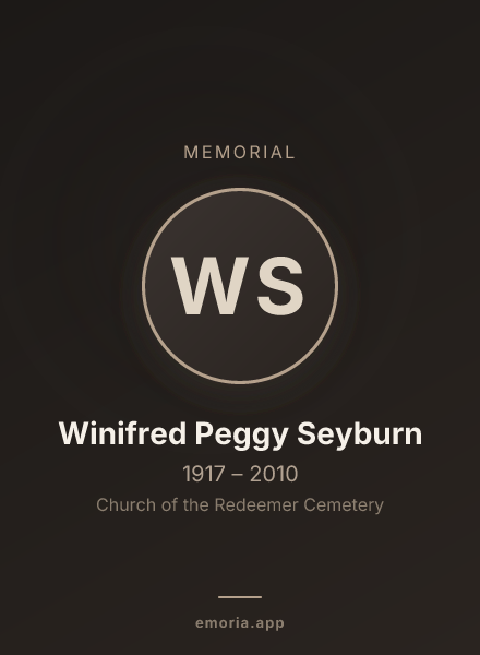 Memorial portrait of Winifred Peggy Seyburn