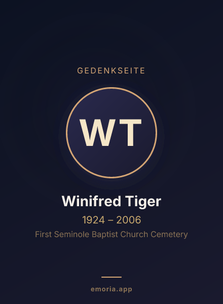 Gedenkportrait von Winifred Tiger