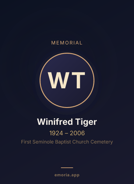 Memorial portrait of Winifred Tiger