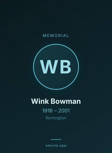 Memorial portrait of Wink Bowman