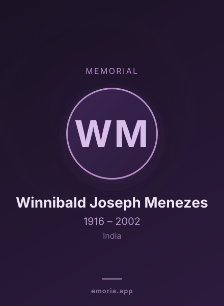 Memorial portrait of Winnibald Joseph Menezes