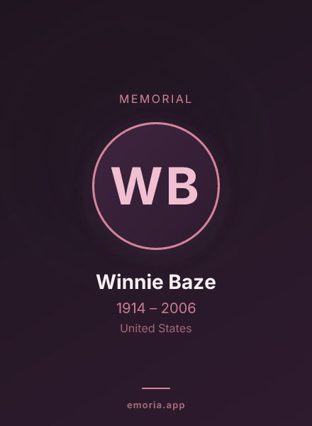 Memorial portrait of Winnie Baze