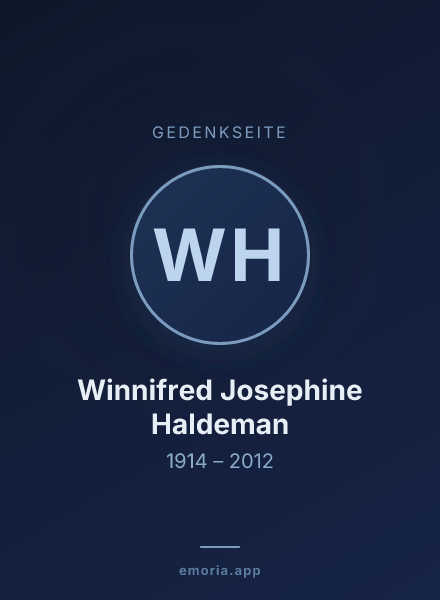 Gedenkportrait von Winnifred Josephine Haldeman