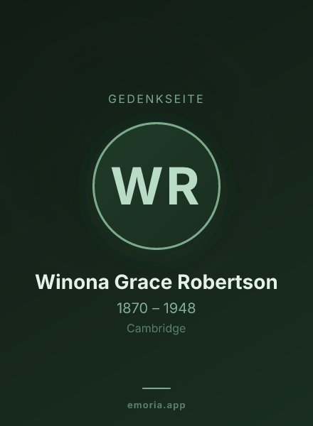 Gedenkportrait von Winona Grace Robertson
