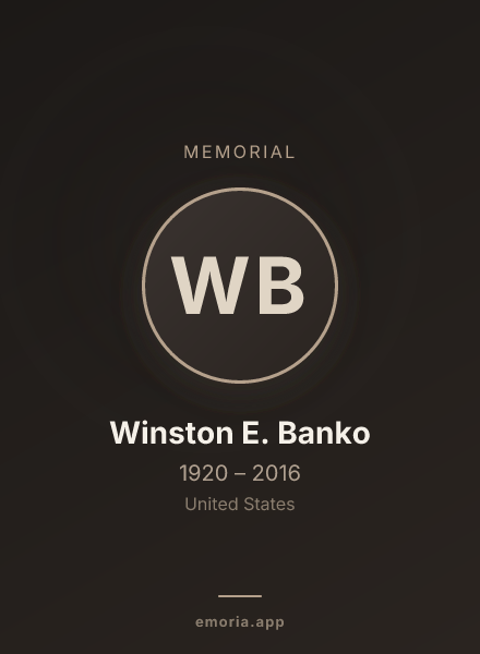 Memorial portrait of Winston E. Banko