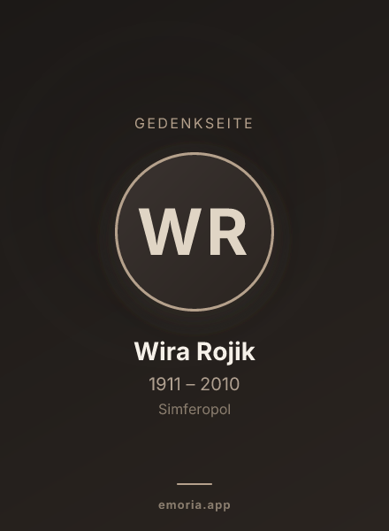 Gedenkportrait von Wira Rojik
