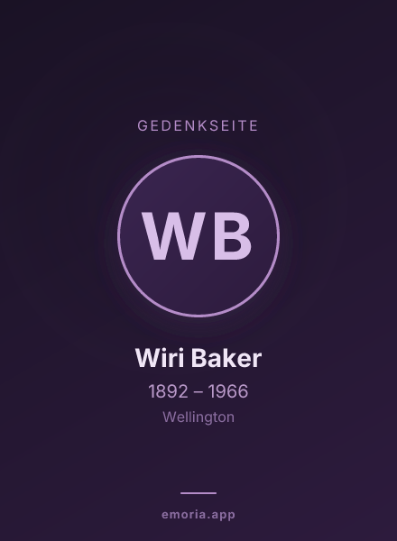Gedenkportrait von Wiri Baker