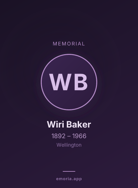 Memorial portrait of Wiri Baker