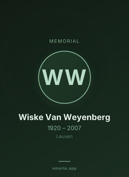 Memorial portrait of Wiske Van Weyenberg