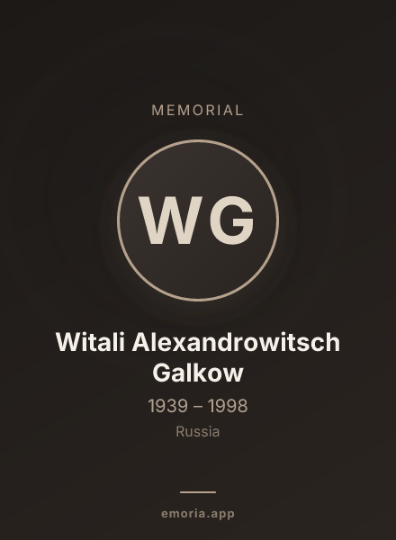 Memorial portrait of Witali Alexandrowitsch Galkow