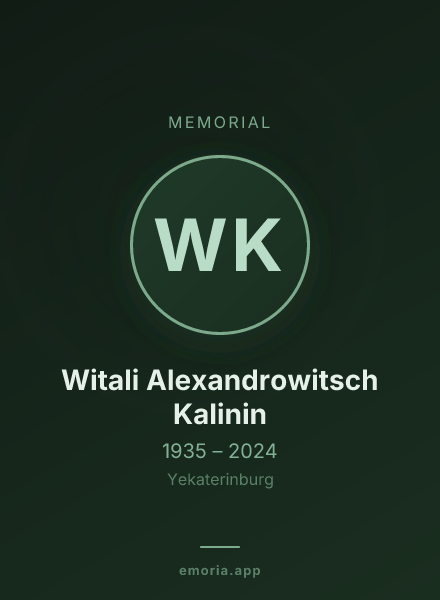Memorial portrait of Witali Alexandrowitsch Kalinin