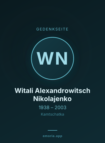 Gedenkportrait von Witali Alexandrowitsch Nikolajenko