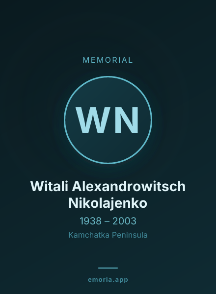 Memorial portrait of Witali Alexandrowitsch Nikolajenko