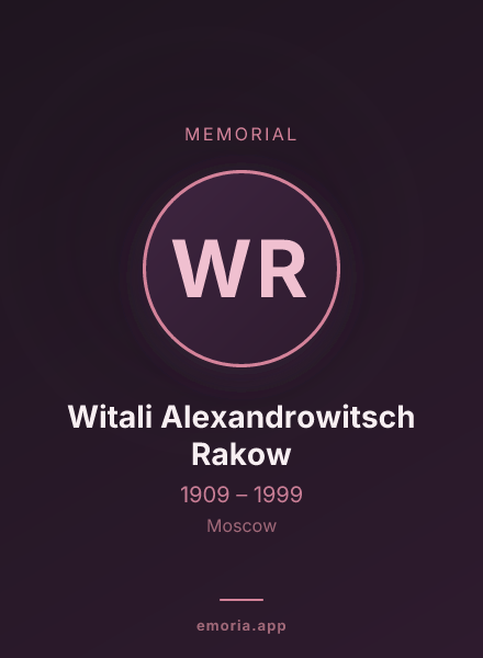 Memorial portrait of Witali Alexandrowitsch Rakow