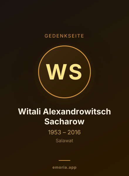 Gedenkportrait von Witali Alexandrowitsch Sacharow