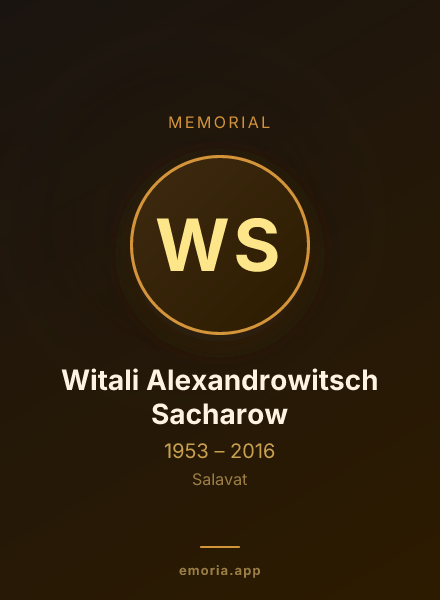 Memorial portrait of Witali Alexandrowitsch Sacharow
