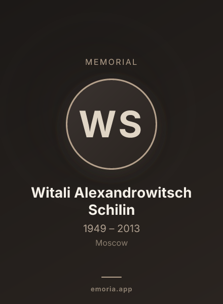 Memorial portrait of Witali Alexandrowitsch Schilin