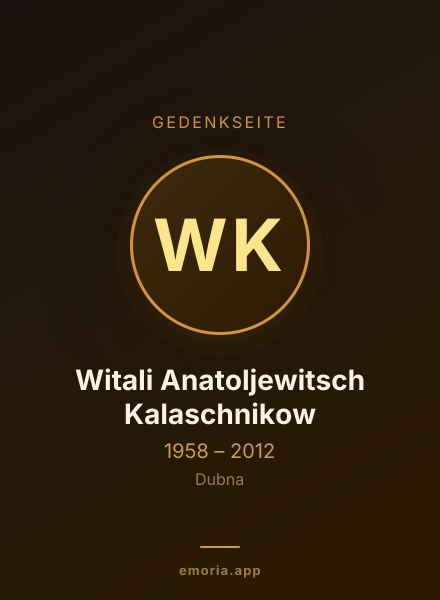 Gedenkportrait von Witali Anatoljewitsch Kalaschnikow