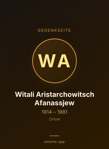 Gedenkportrait von Witali Aristarchowitsch Afanassjew