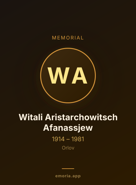 Memorial portrait of Witali Aristarchowitsch Afanassjew