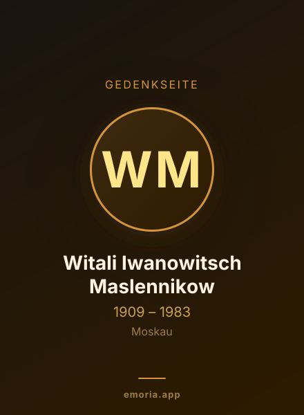 Gedenkportrait von Witali Iwanowitsch Maslennikow