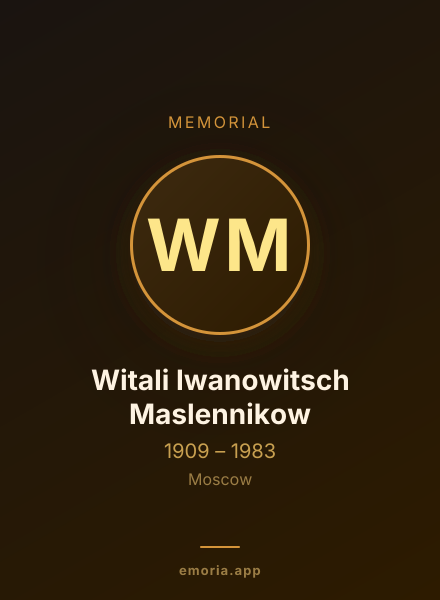 Memorial portrait of Witali Iwanowitsch Maslennikow