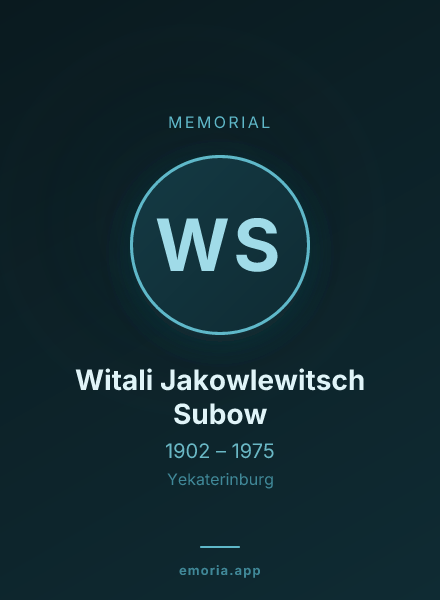 Memorial portrait of Witali Jakowlewitsch Subow