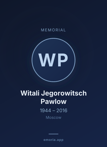 Memorial portrait of Witali Jegorowitsch Pawlow