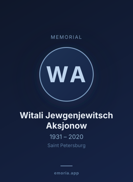 Memorial portrait of Witali Jewgenjewitsch Aksjonow