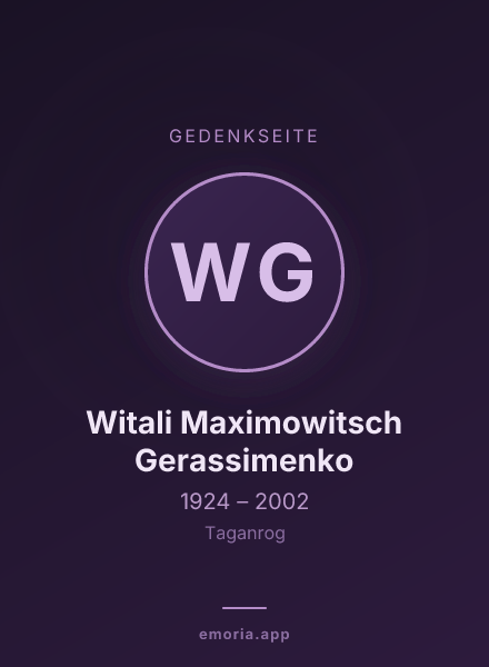 Gedenkportrait von Witali Maximowitsch Gerassimenko