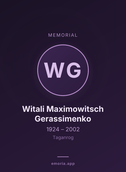Memorial portrait of Witali Maximowitsch Gerassimenko