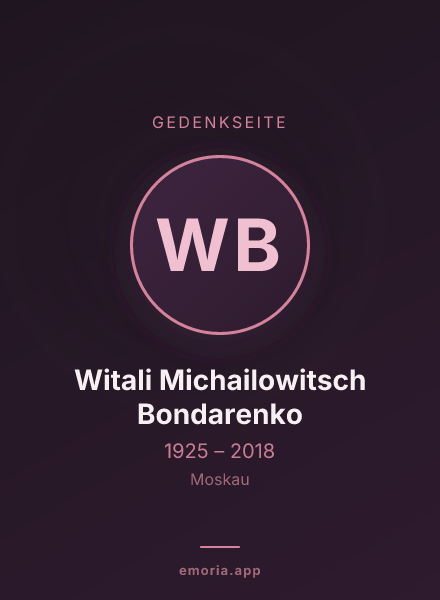Gedenkportrait von Witali Michailowitsch Bondarenko