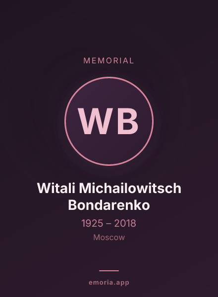 Memorial portrait of Witali Michailowitsch Bondarenko