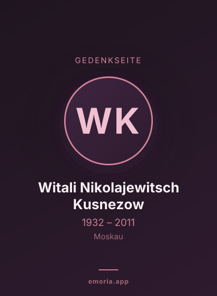 Gedenkportrait von Witali Nikolajewitsch Kusnezow