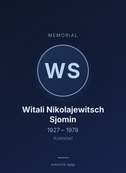 Memorial portrait of Witali Nikolajewitsch Sjomin