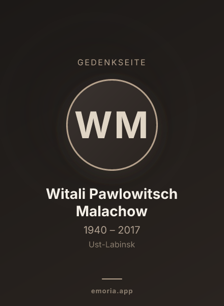 Gedenkportrait von Witali Pawlowitsch Malachow