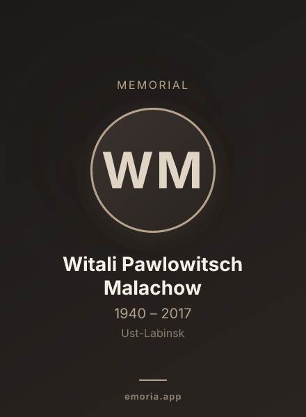 Memorial portrait of Witali Pawlowitsch Malachow